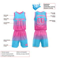 Custom Pink-Light Blue Basketball Jersey for man women uniform Suit Kids Adults Personalized Jersey