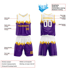 Custom White-Purple Basketball Jersey for man women uniform Suit Kids Adults Personalized Jersey