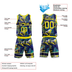 Custom Navy-Yellow Basketball Jersey for man women uniform Suit Kids Adults Personalized Jersey