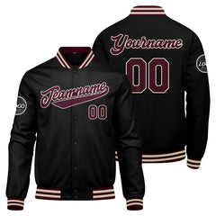 Custom Varsity Jacket Letterman Jacket For Men, Women And Youth Marroon Black