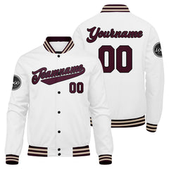 Custom Varsity Jacket Letterman Jacket For Men, Women And Youth Marroon White