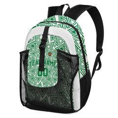 Customize Green White Backpacks Featuring Personalized Names, Numbers and Logos