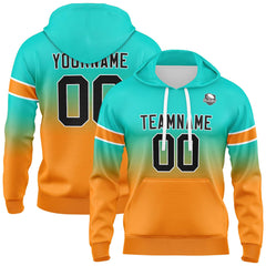 Custom Gradient Hoodie For Man Woman Girl Boy Print Your Logo Name Number Teal Orange