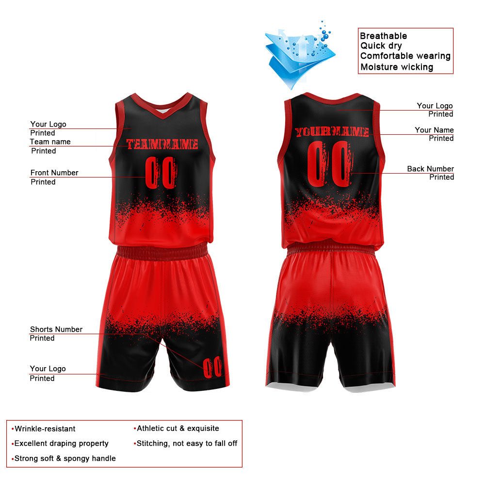 Custom Red Black Basketball Jersey for man women uniform Suit Kids Adults Personalized Jersey