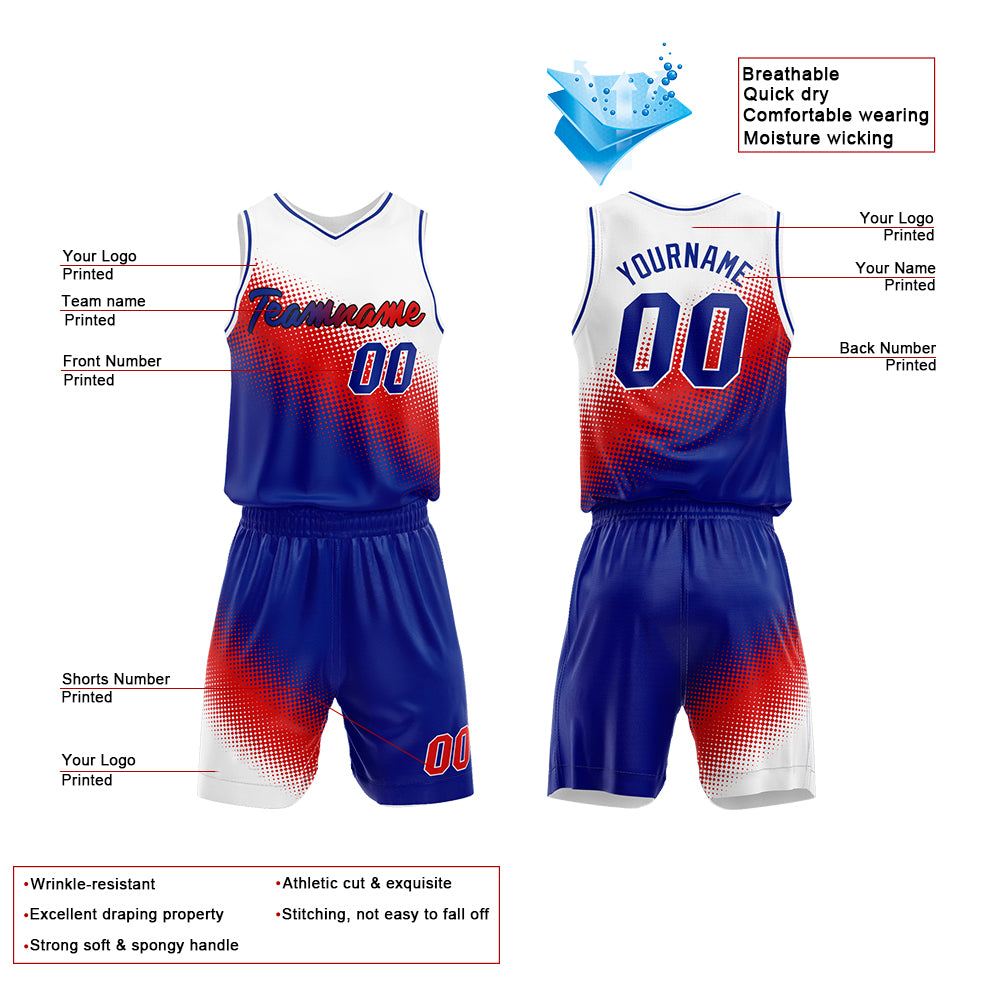 Custom White-Red-Royal Basketball Jersey for man women uniform Suit Kids Adults Personalized Jersey