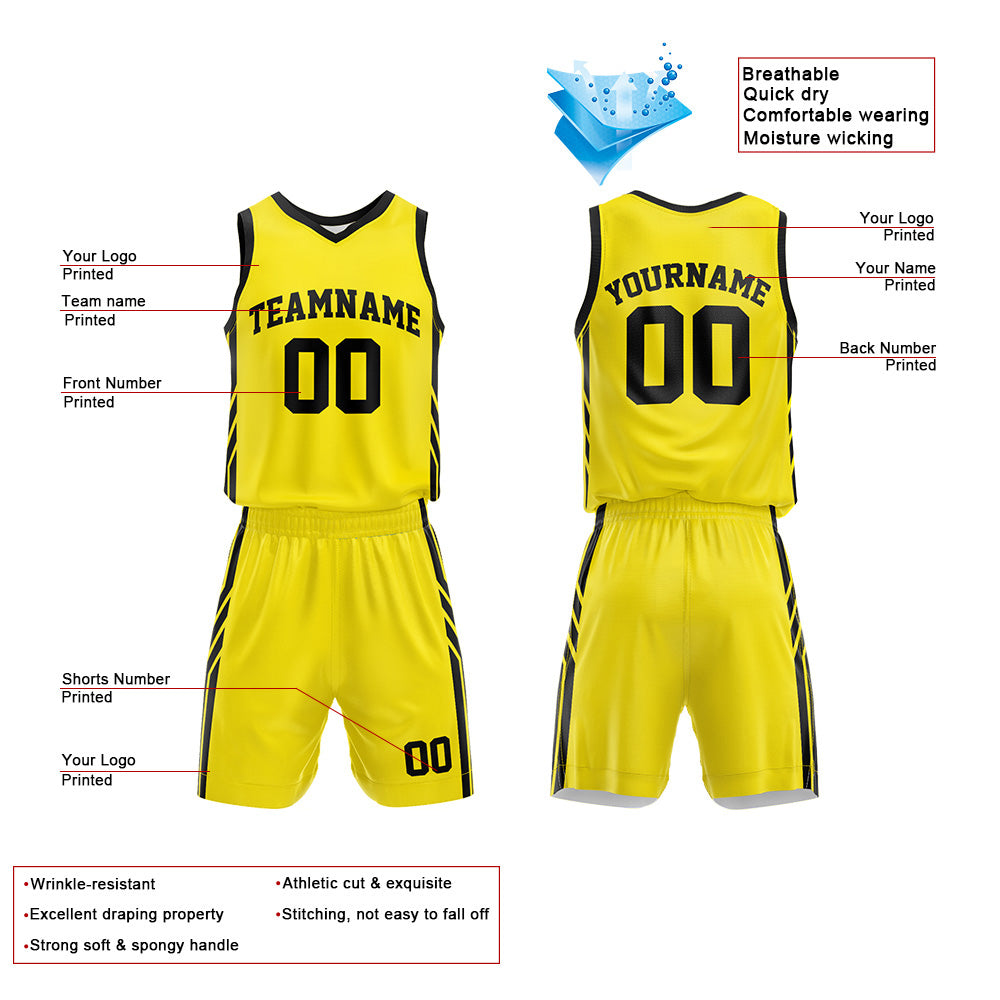 Custom Yellow-Black Basketball Jersey for man women uniform Suit Kids Adults Personalized Jersey