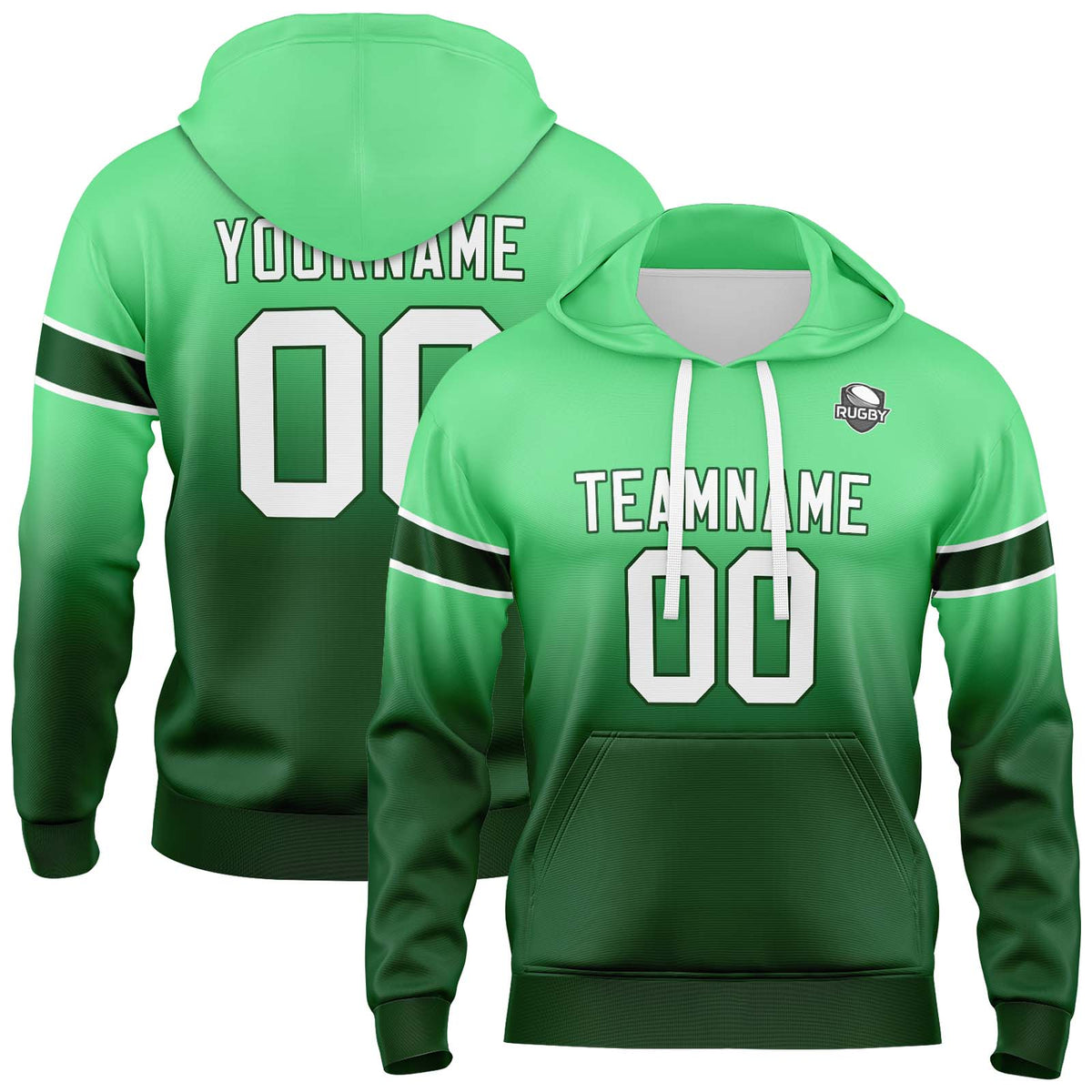 Custom Gradient Hoodie For Man Woman Girl Boy Print Your Logo Name Number Green