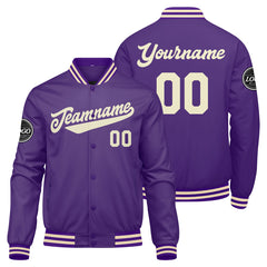 Custom Varsity Jacket Letterman Jacket For Men, Women And Youth Purple Cream