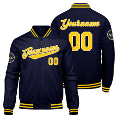 Custom Varsity Jacket Letterman Jacket For Men, Women And Youth Navy Yellow