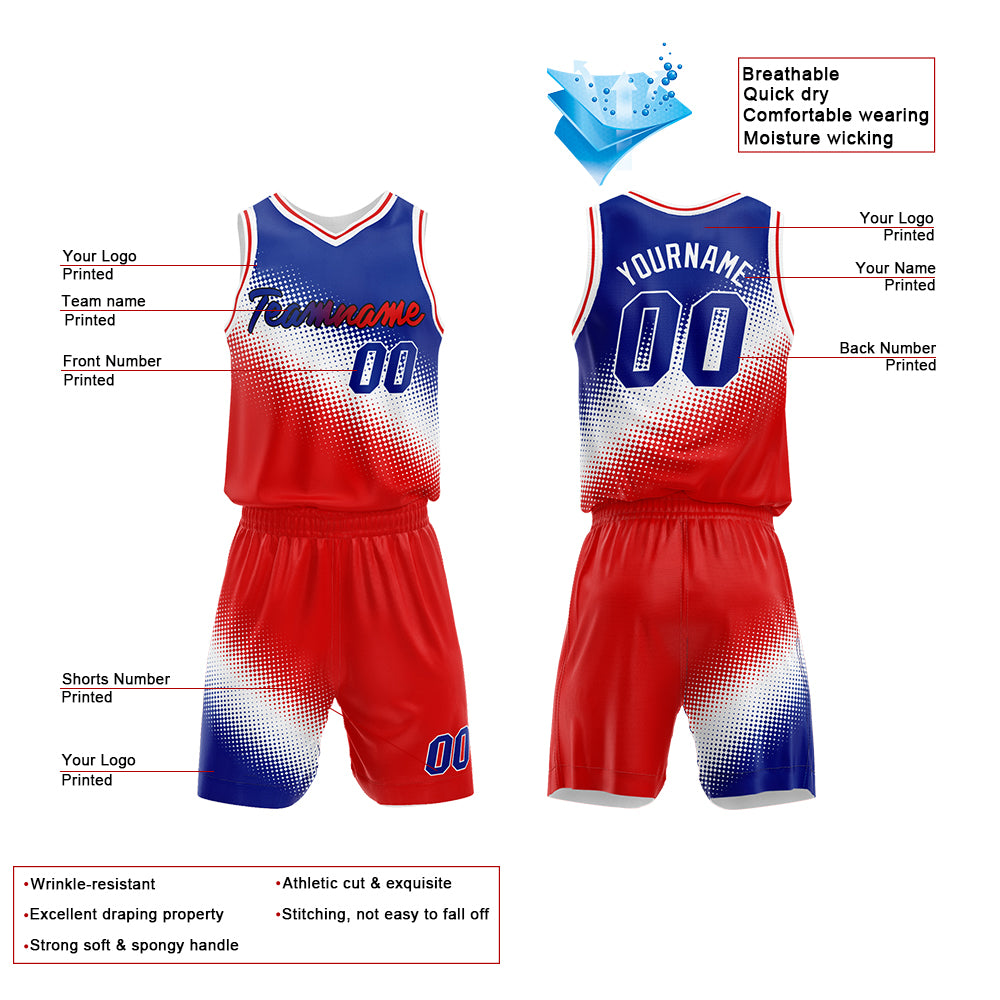 Custom Royal-White-Red Basketball Jersey for man women uniform Suit Kids Adults Personalized Jersey