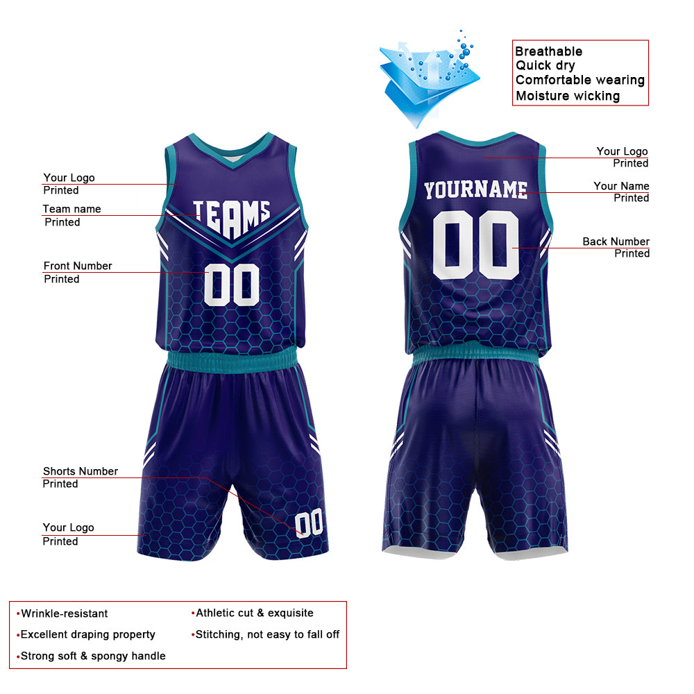 Custom Purple-Teal Basketball Jersey for man women uniform Suit Kids Adults Personalized Jersey