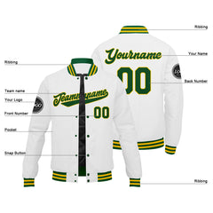 Custom Varsity Jacket Letterman Jacket For Men, Women And Youth Green Yellow White