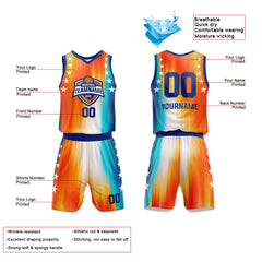 Custom Orange-Blue Basketball Jersey for man women uniform Suit Kids Adults Personalized Jersey