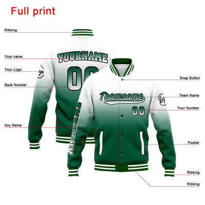 Custom Varsity Jacket Letterman Jacket For Men, Women And Youth White&Green