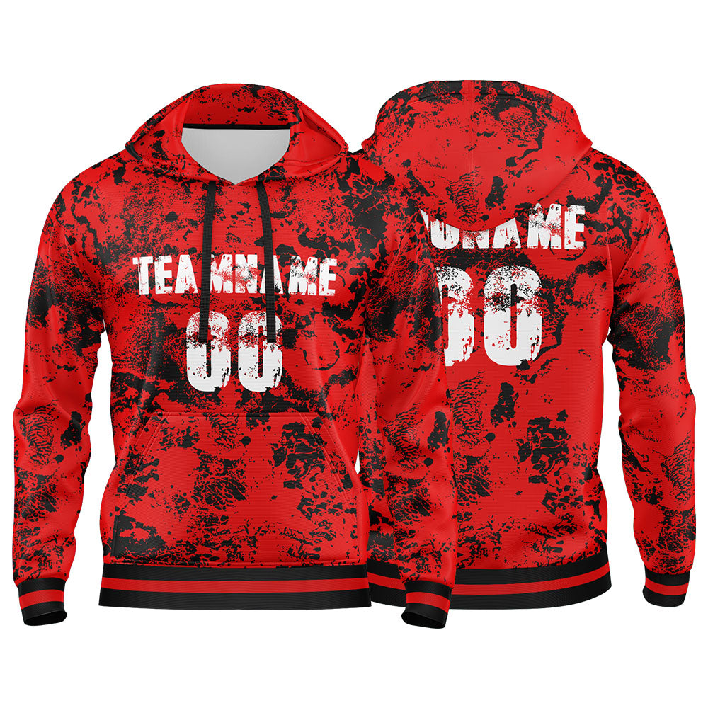 Custom Red White-Black 3D Pattern Design Bomber Full-Snap Varsity  Hoodie