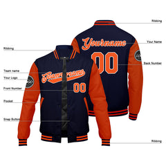 Custom Varsity Jacket Letterman Jacket For Men, Women And Youth Navy Orange