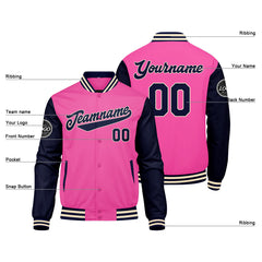 Custom Varsity Jacket Letterman Jacket For Men, Women And Youth Pink Navy