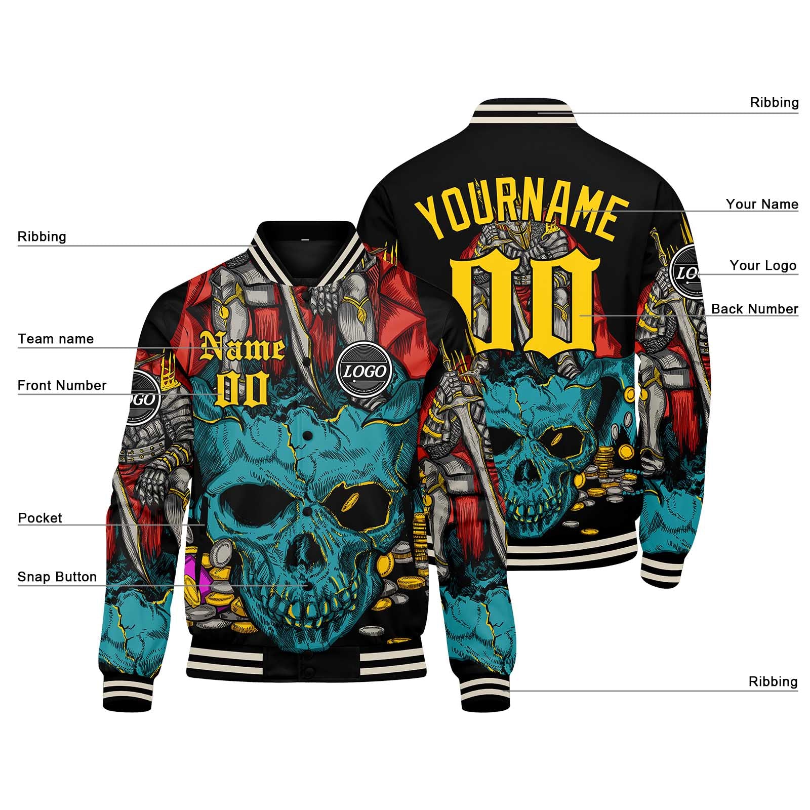 Custom Varsity Jacket Letterman Jacket For Men, Women And Youth Teal Yellow