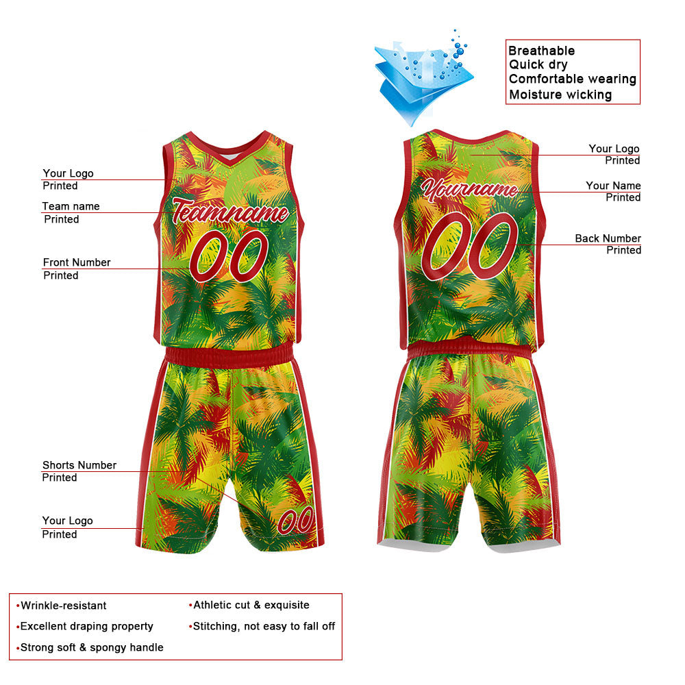 Custom Tropical Plant Basketball Jersey for man women uniform Suit Kids Adults Personalized Jersey