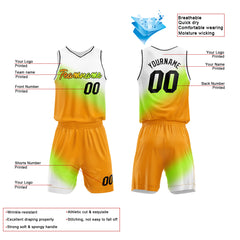 Custom White-Green-Orange Basketball Jersey for man women uniform Suit Kids Adults Personalized Jersey