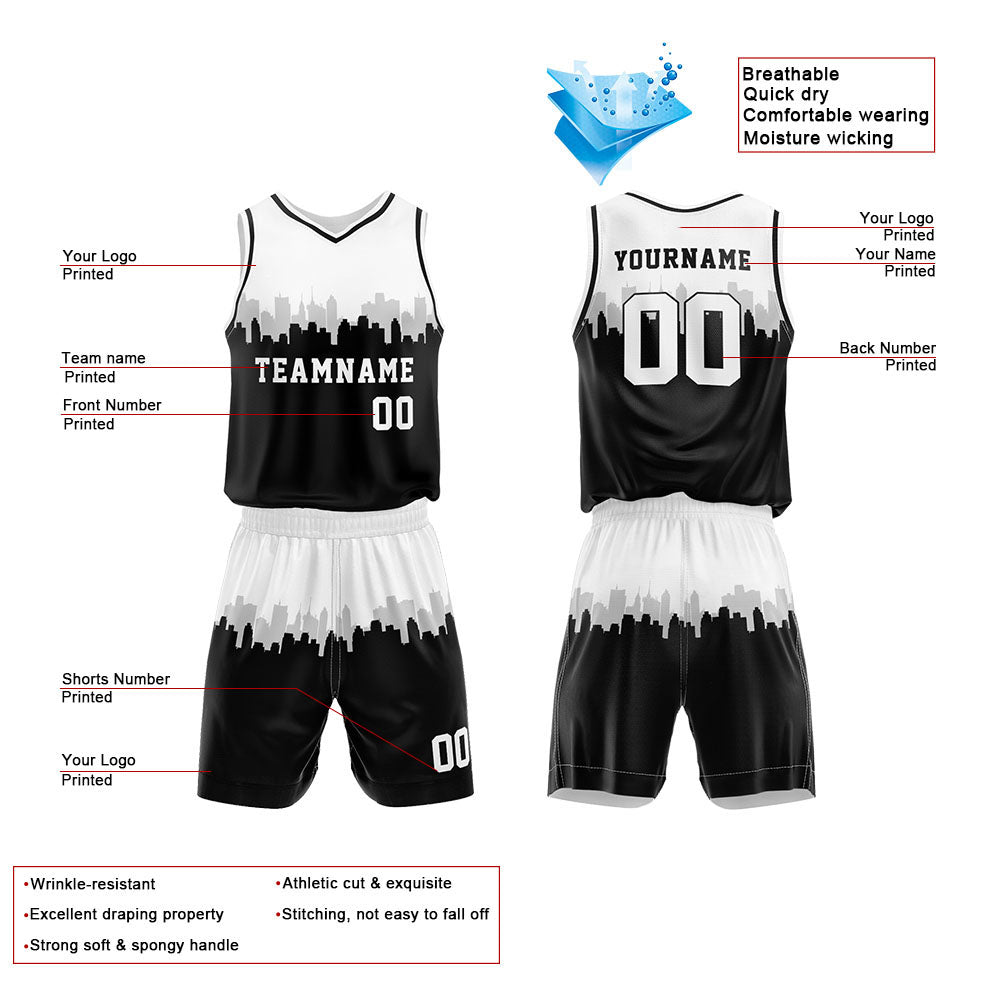 Custom White-Black Basketball Jersey for man women uniform Suit Kids Adults Personalized Jersey