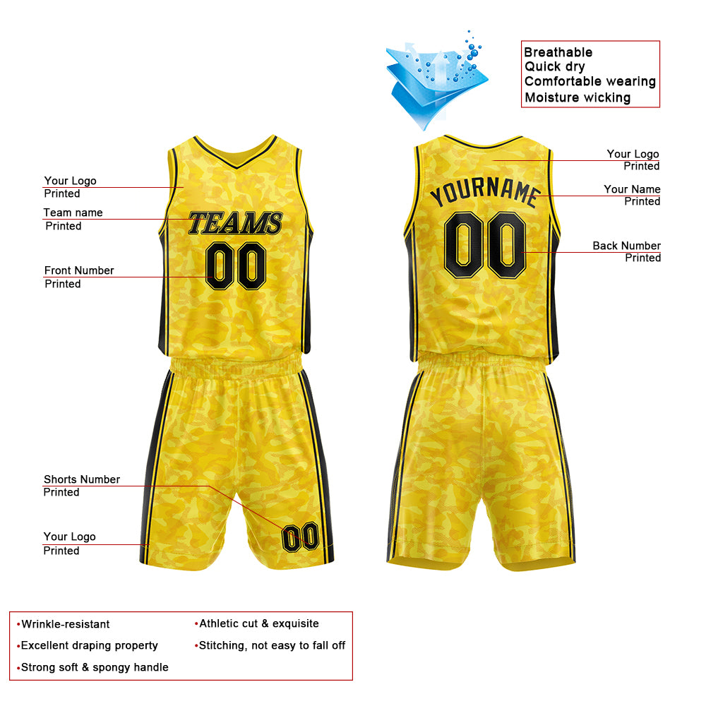 Custom Yellow Basketball Jersey for man women uniform Suit Kids Adults Personalized Jersey