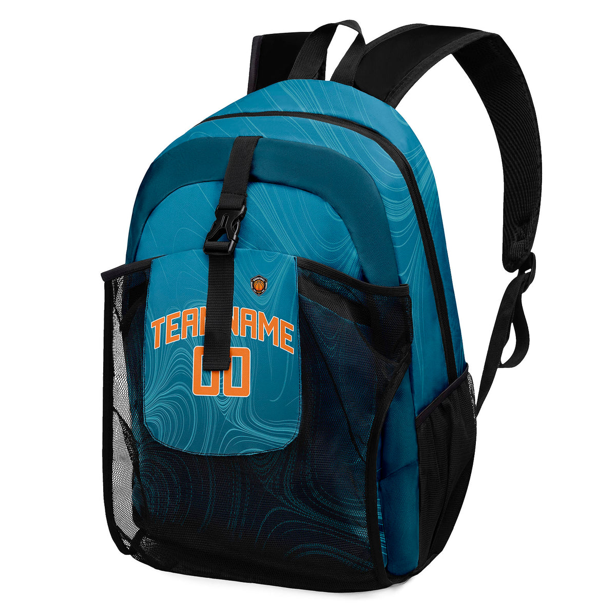 Customize Teal Orange Backpacks Featuring Personalized Names, Numbers and Logos