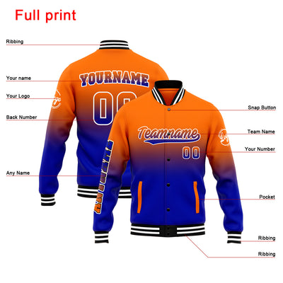 Custom Varsity Jacket Letterman Jacket For Men, Women And Youth Orange&Royal