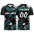 Custom Rose Skull-Green T-Shirts for Sports Fans, Personalized Name and Number