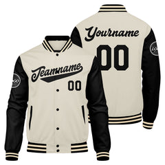 Custom Varsity Jacket Letterman Jacket For Men, Women And Youth Black Cream