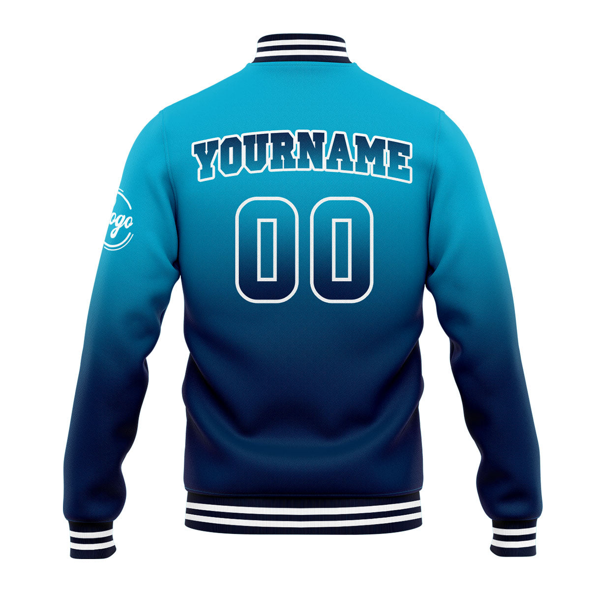 Custom Varsity Jacket Letterman Jacket For Men, Women And Youth Aqua&Dark Blue