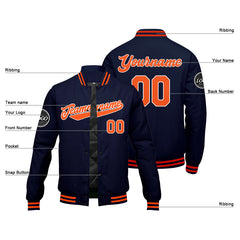 Custom Varsity Jacket Letterman Jacket For Men, Women And Youth Navy Orange