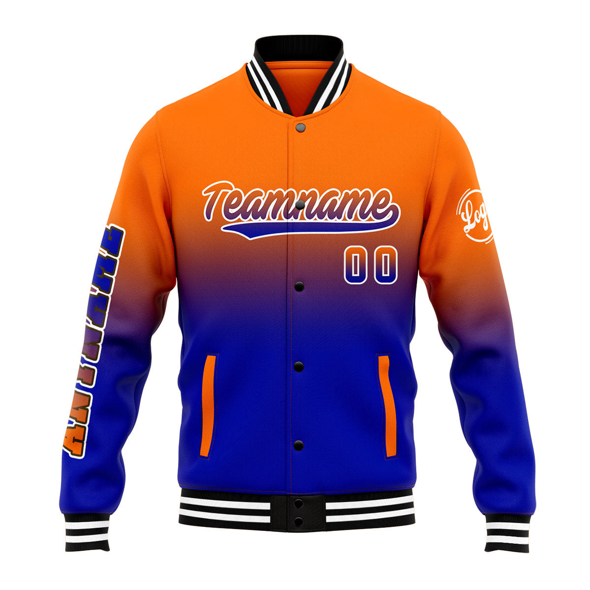 Custom Varsity Jacket Letterman Jacket For Men, Women And Youth Orange&Royal