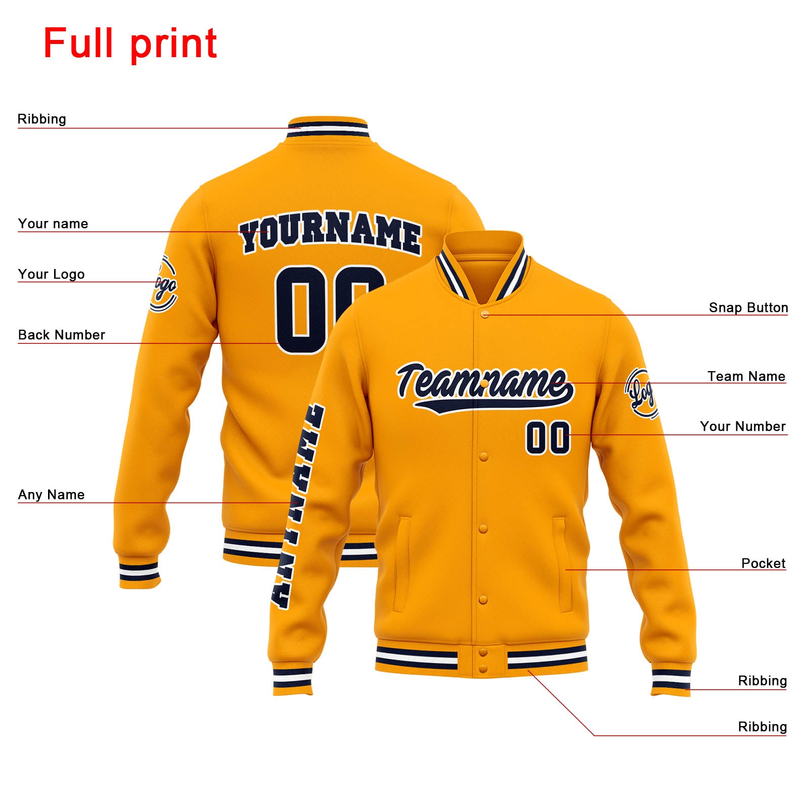 Custom Varsity Jacket Letterman Jacket For Men, Women And Youth Orange