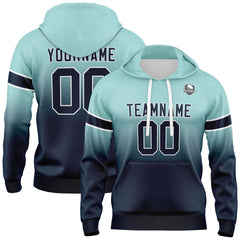 Custom Gradient Hoodie For Man Woman Girl Boy Print Your Logo Name Number Light Teal Navy