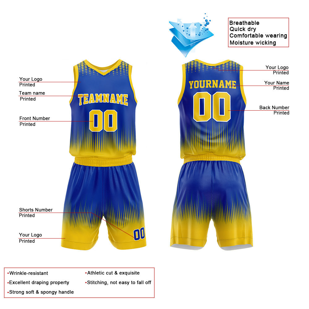 Custom Royal-Yellow Basketball Jersey for man women uniform Suit Kids Adults Personalized Jersey