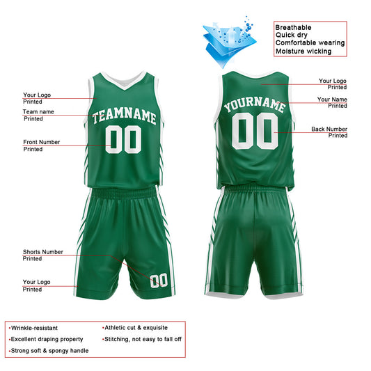 Custom Green-White Basketball Jersey for man women uniform Suit Kids Adults Personalized Jersey
