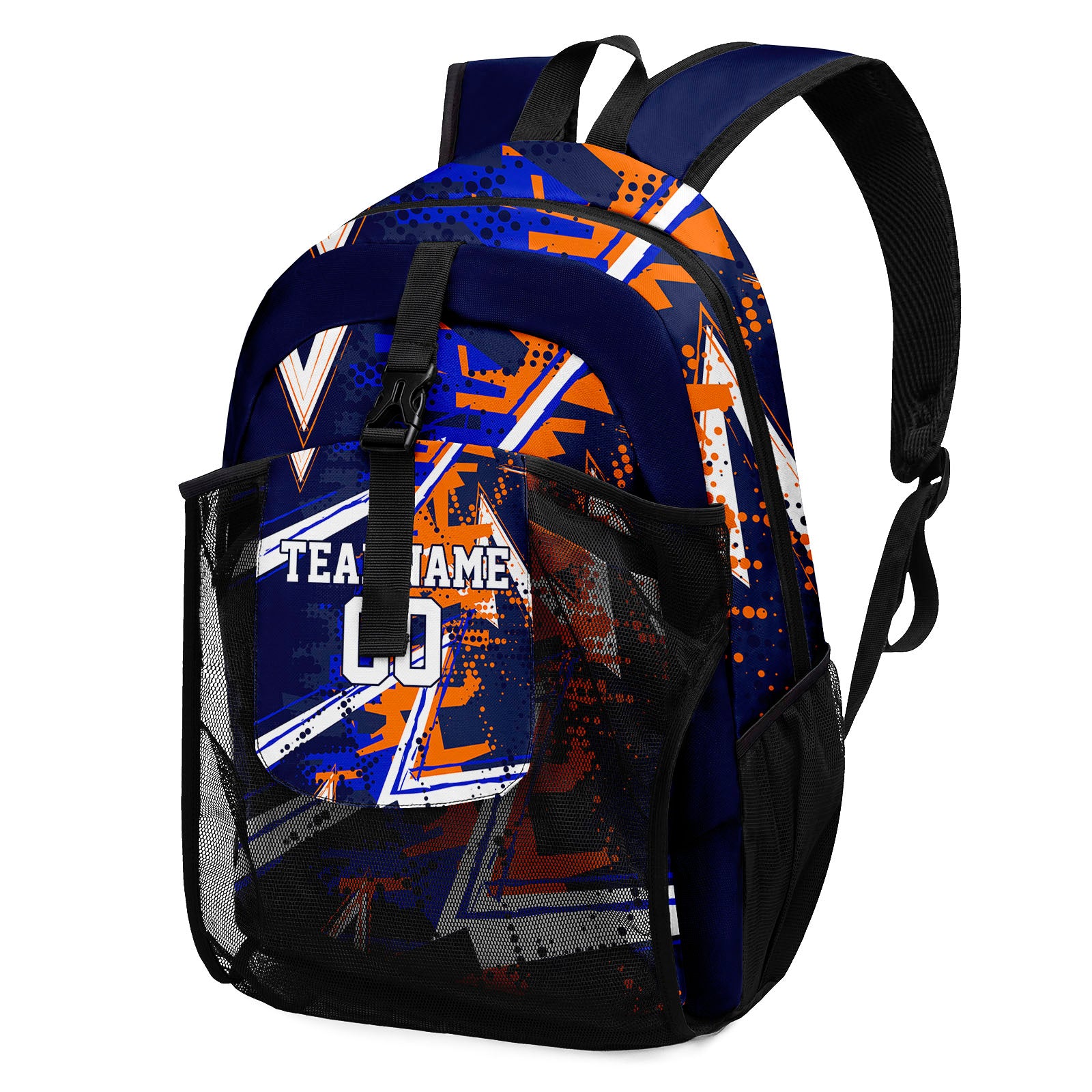 Customize Blue Orange Backpacks Featuring Personalized Names, Numbers and Logos