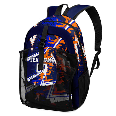 Customize Blue Orange Backpacks Featuring Personalized Names, Numbers and Logos
