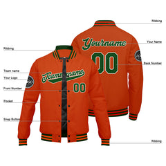 Custom Varsity Jacket Letterman Jacket For Men, Women And Youth Dark Green Orange