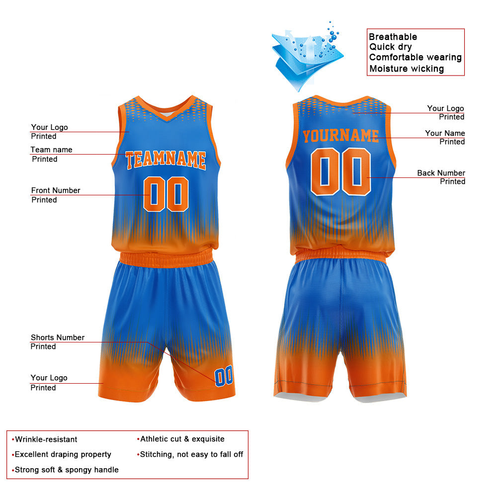 Custom Blue-Orange Basketball Jersey for man women uniform Suit Kids Adults Personalized Jersey