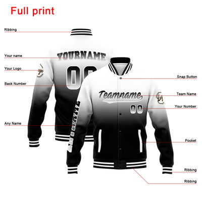 Custom Varsity Jacket Letterman Jacket For Men, Women And Youth White&Black