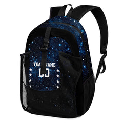 Customize Navy White Sports Backpacks Featuring Personalized Names, Numbers and Logos