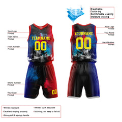 Custom Red-Blue Basketball Jersey for man women uniform Suit Kids Adults Personalized Jersey