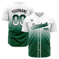Custom Gradient Print Hip Hop Button Down Baseball Jersey White&Green