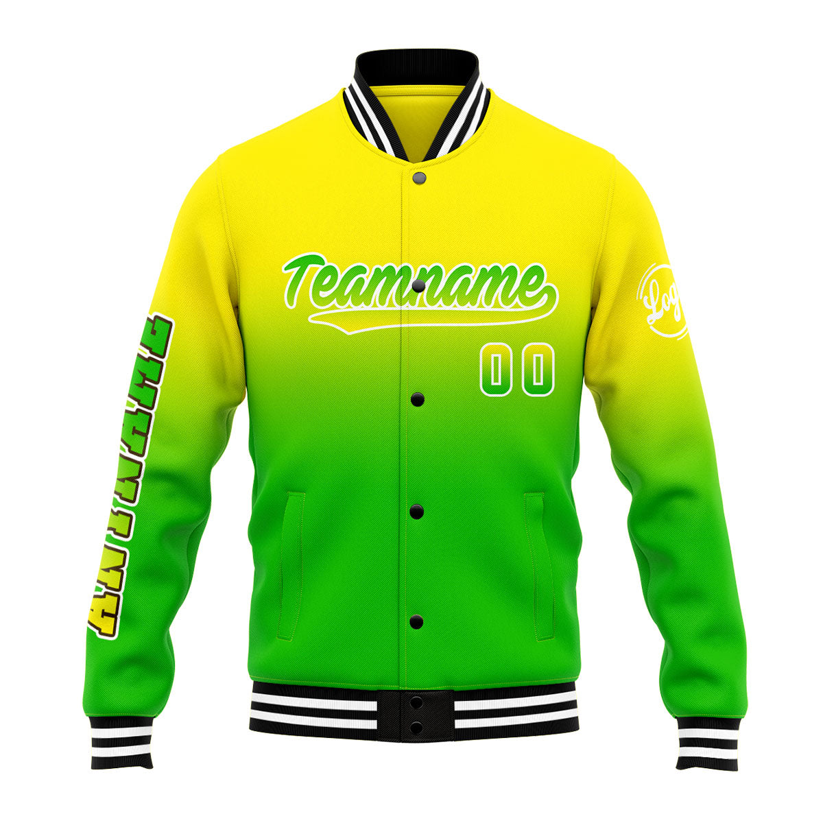 Custom Varsity Jacket Letterman Jacket For Men, Women And Youth Yellow&Green