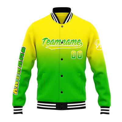 Custom Varsity Jacket Letterman Jacket For Men, Women And Youth Yellow&Green