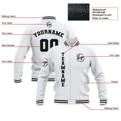 Custom White Waterproof Varsity Jackets Personalized Stitched Name Number Logo to Letterman Jackets