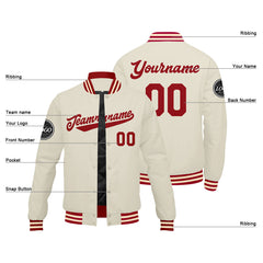 Custom Varsity Jacket Letterman Jacket For Men, Women And Youth Red Cream