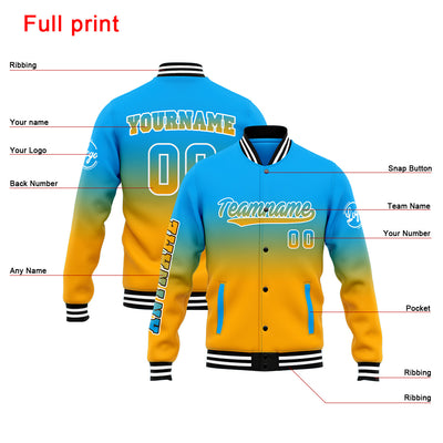 Custom Varsity Jacket Letterman Jacket For Men, Women And Youth Light Blue&Orange